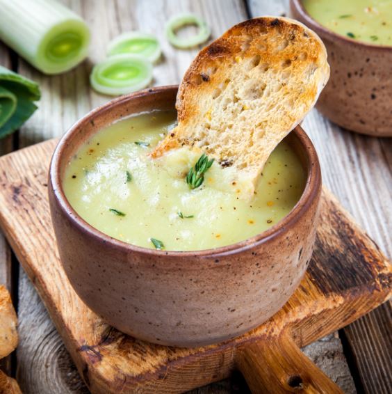 Potato and Leek Soup with Crusty Bread