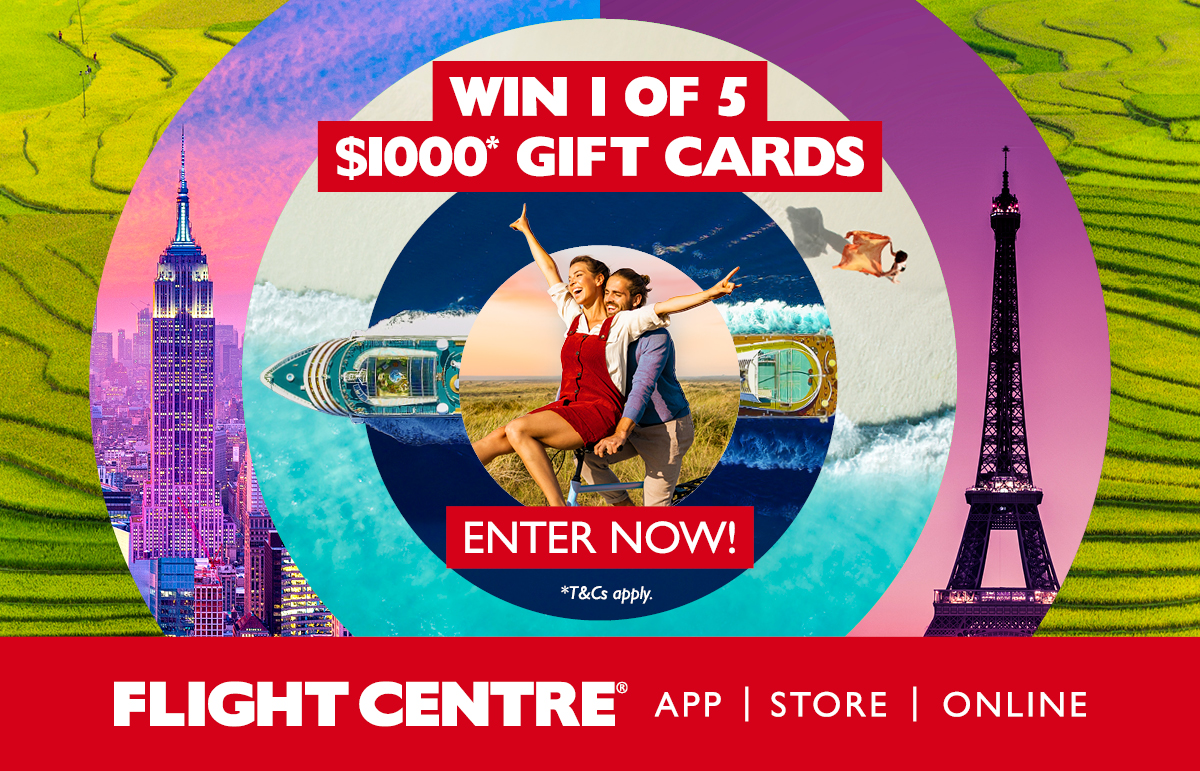 Flight Centre - WIN 1 of 5 $1000* Gift Cards